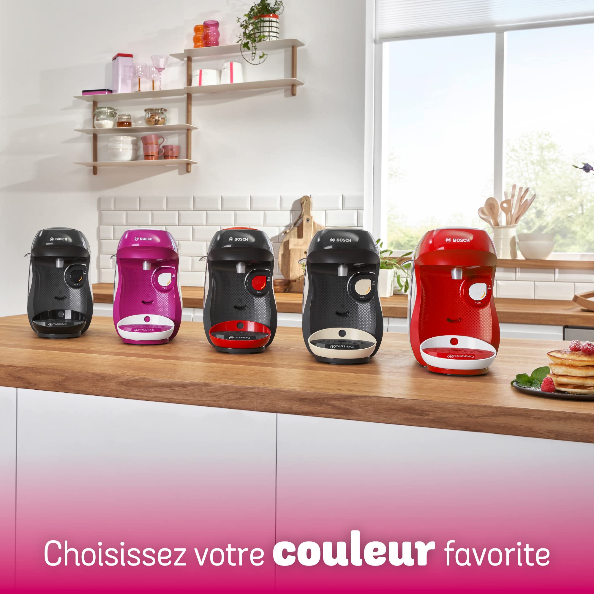 Tassimo Happy TAS1001 – Cafetière à Dosettes Compacte, Violet & Blanc
