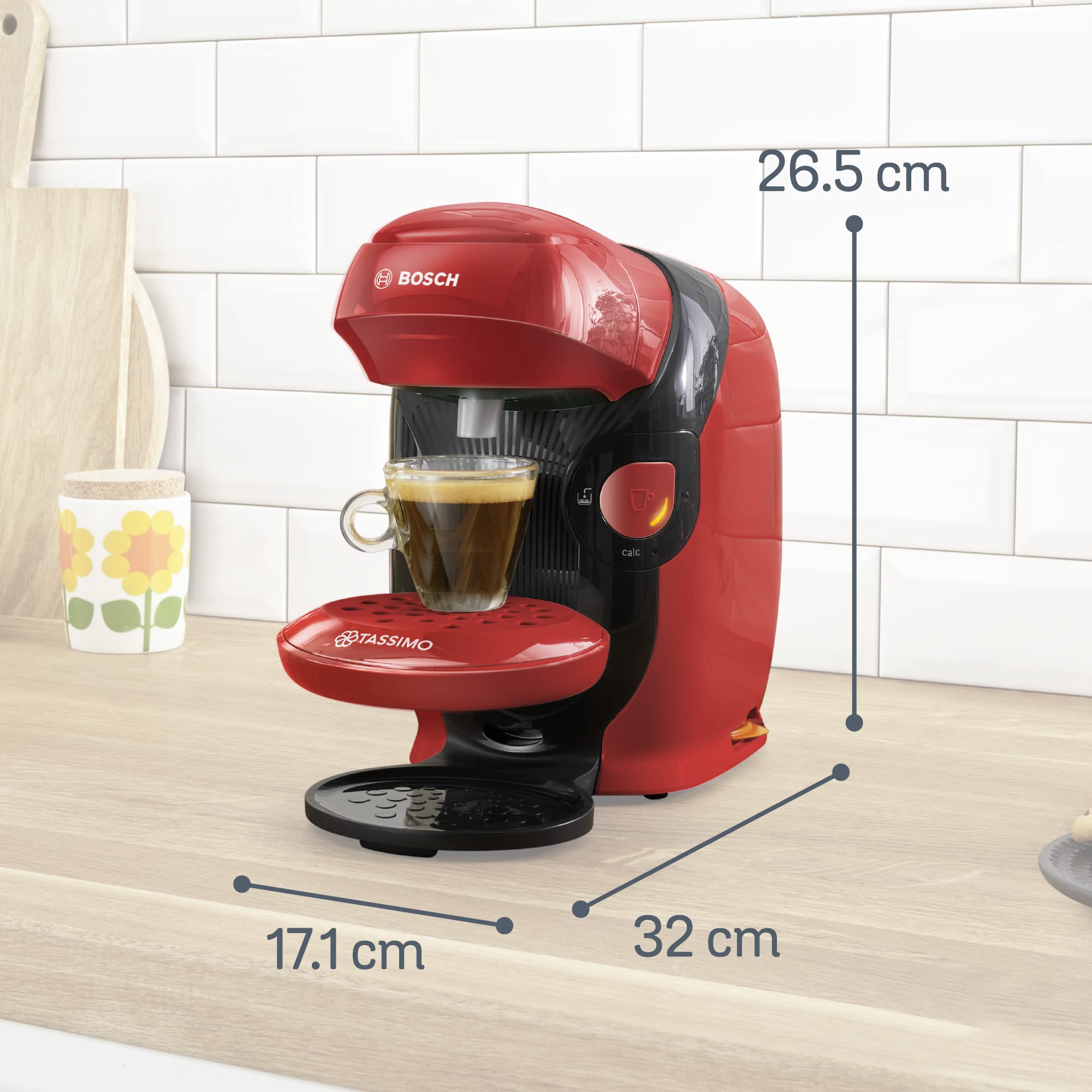 Tassimo Style TAS1103 – Cafetière à Dosettes Ultra-Compacte, Rouge