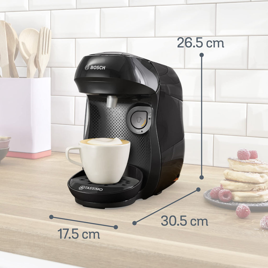 Tassimo Happy TAS1002N – Cafetière à Dosettes Compacte, Noir Intense