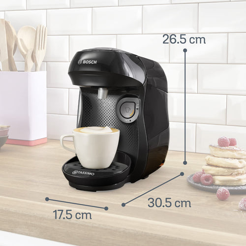 Tassimo Happy TAS1002N – Cafetière à Dosettes Compacte, Noir Intense