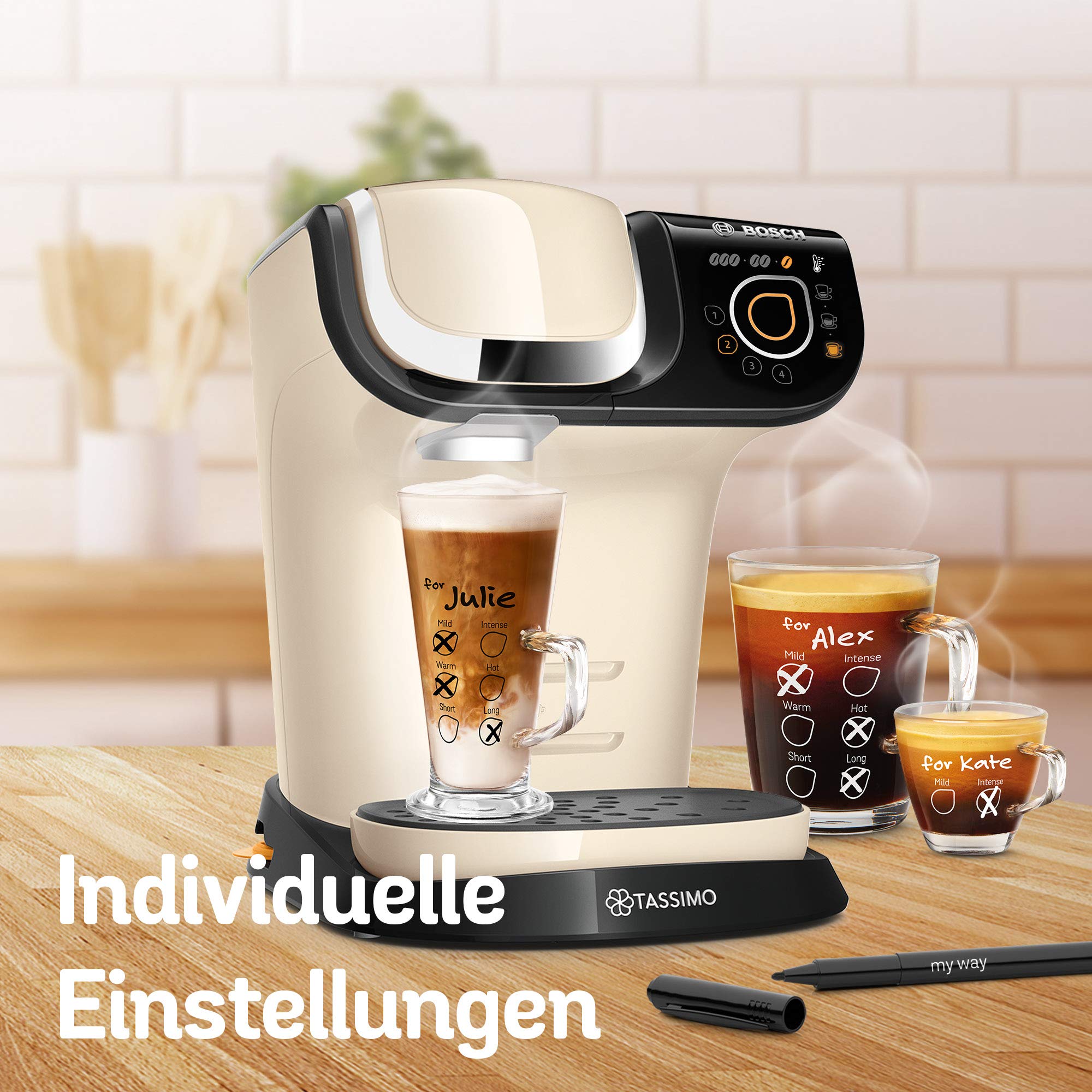 Tassimo My Way 2 TAS6507 – Cafetière à Capsules 70 Boissons, Crème