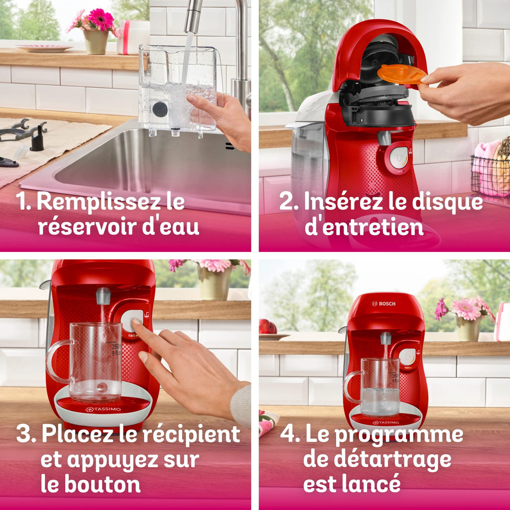 Tassimo Happy TAS1006 – Cafetière à Dosettes Compacte, Rouge & Blanc