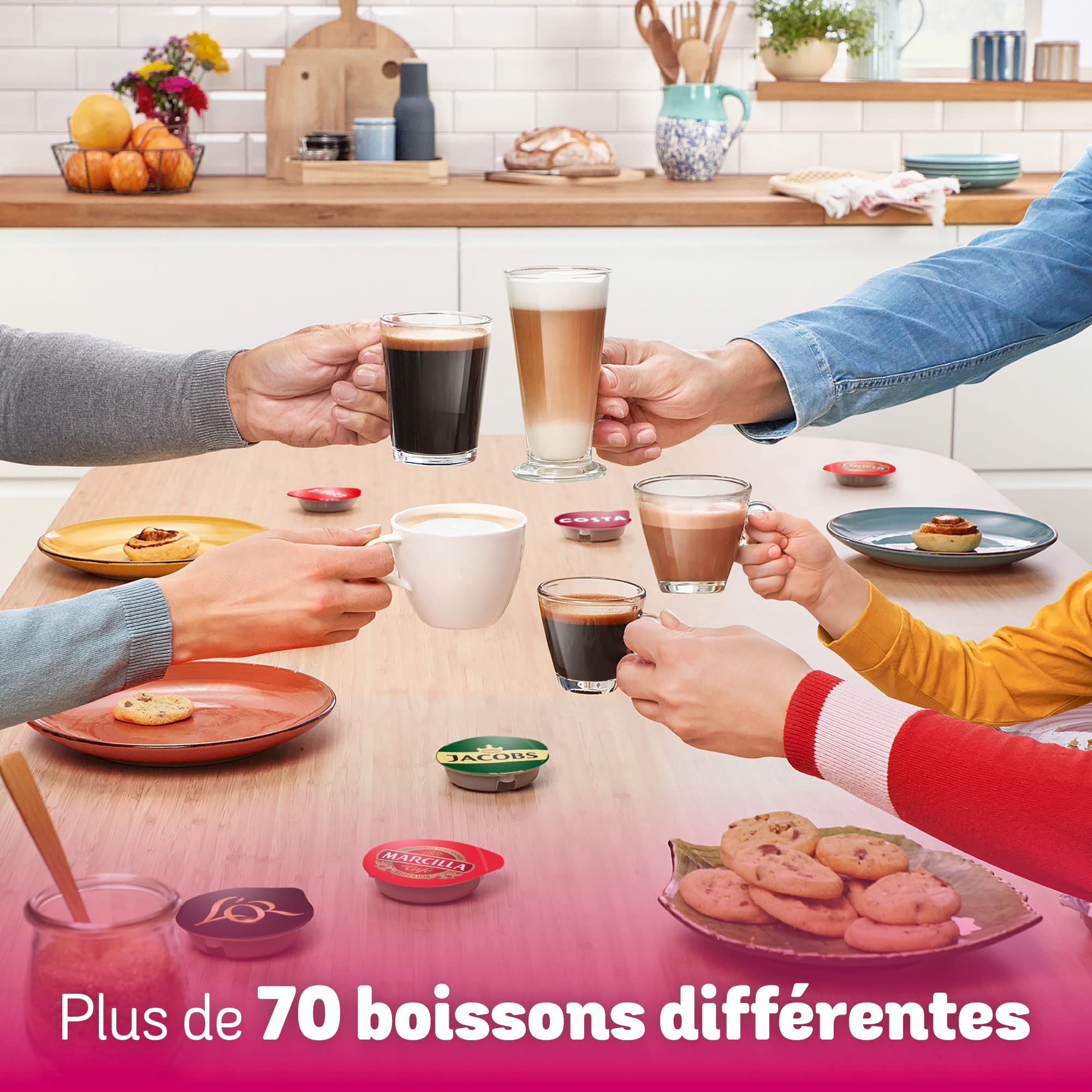 Tassimo Happy TAS1006 – Cafetière à Dosettes Compacte, Rouge & Blanc