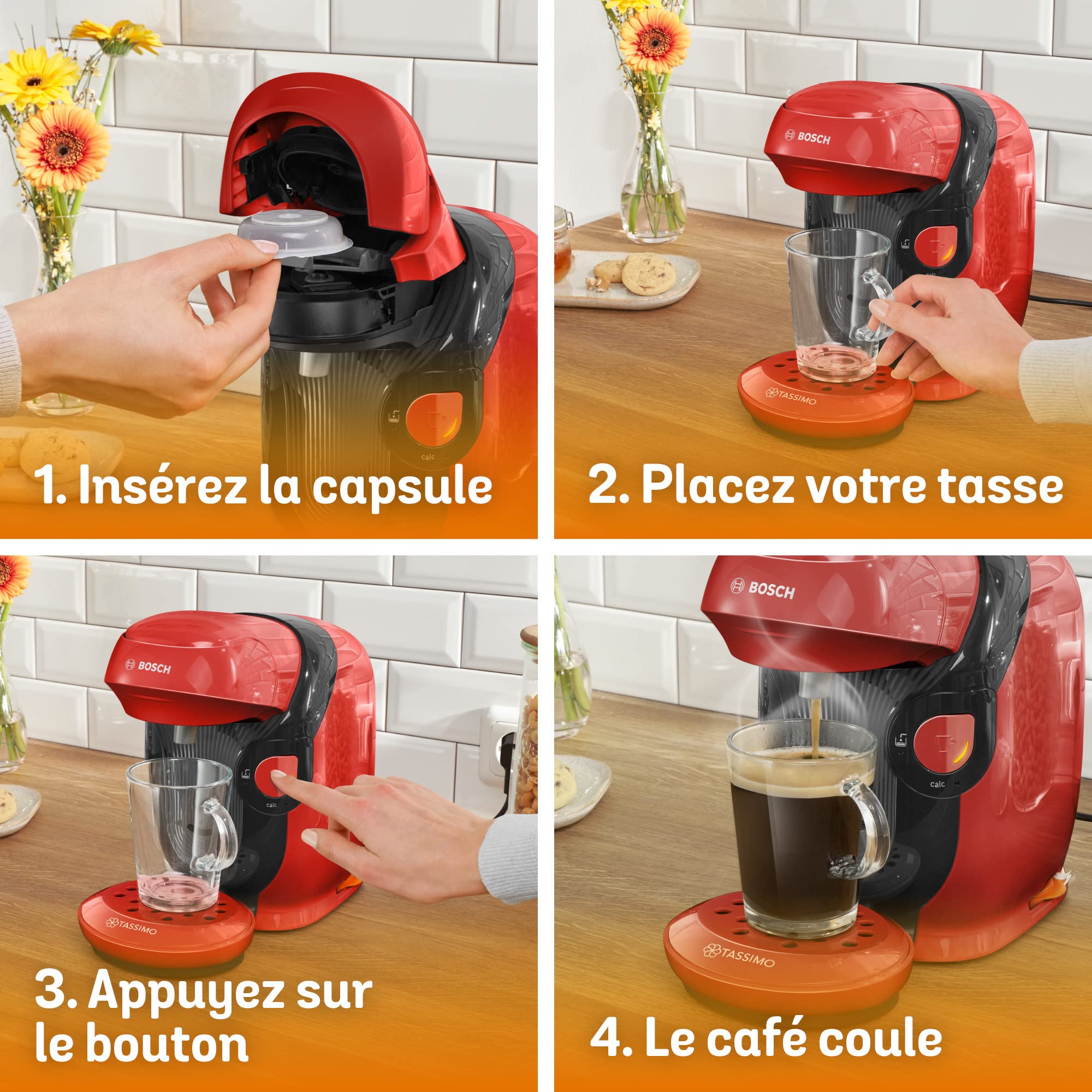 Tassimo Style TAS1103 – Cafetière à Dosettes Ultra-Compacte, Rouge