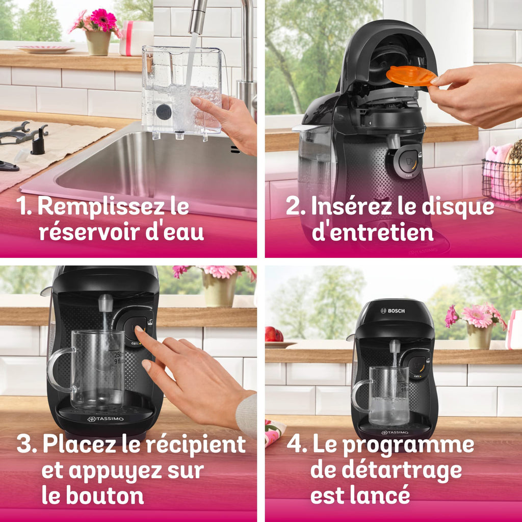Tassimo Happy TAS1002N – Cafetière à Dosettes Compacte, Noir Intense