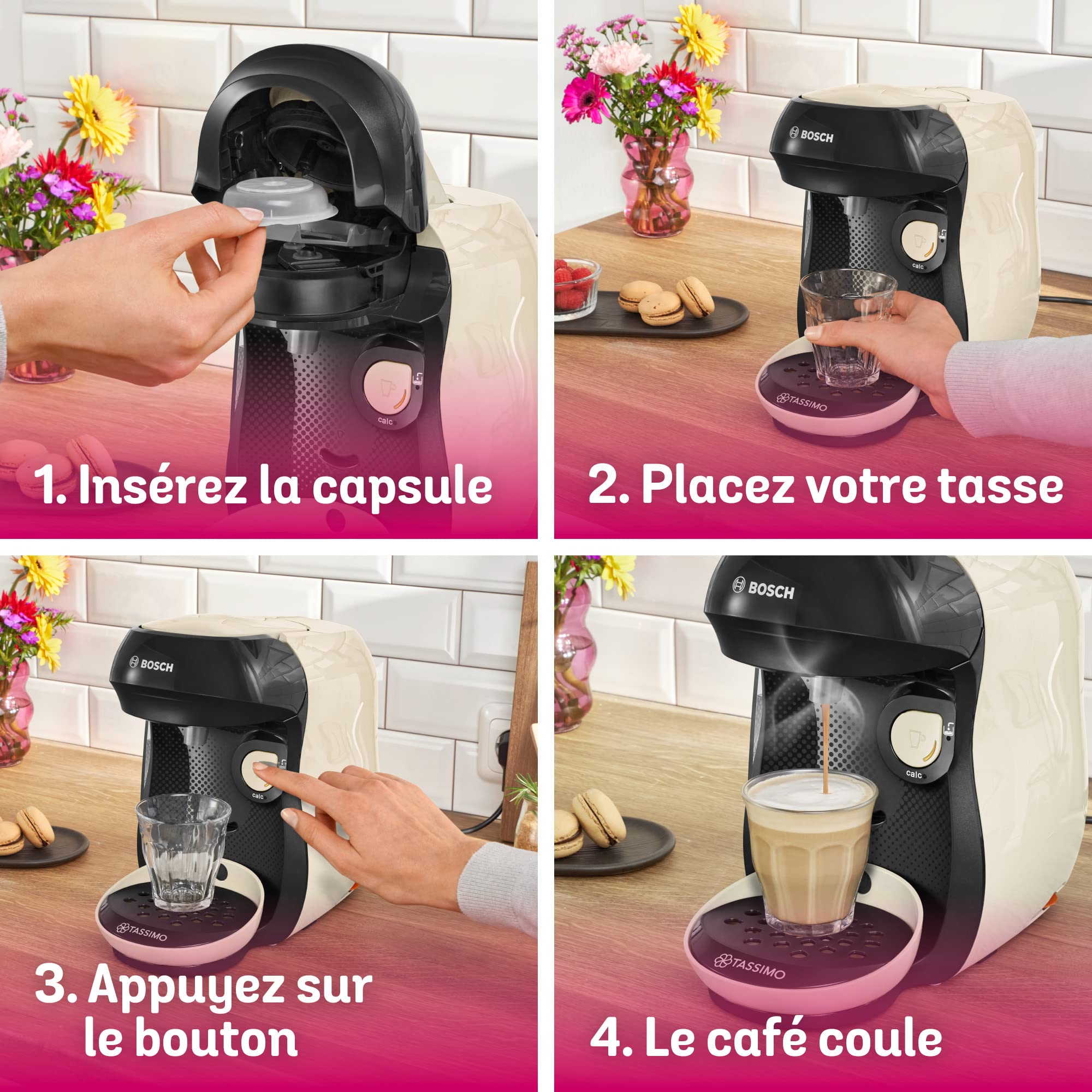 Tassimo Happy TAS1007 – Cafetière à Dosettes 1400 W, Crème
