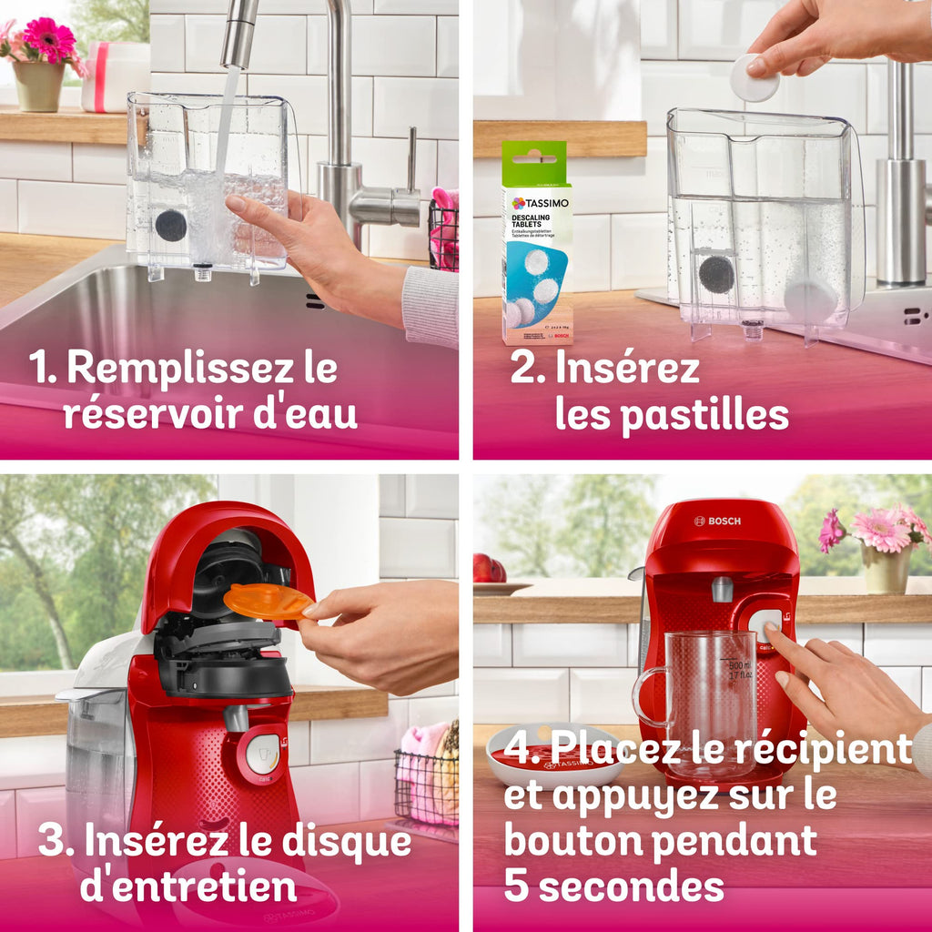 Tassimo Happy TAS1006 – Cafetière à Dosettes Compacte, Rouge & Blanc