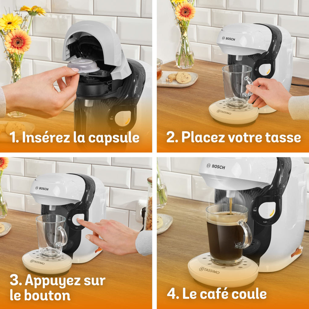 Tassimo Style TAS1104 – Cafetière à Dosettes Ultra-Compacte, Blanc