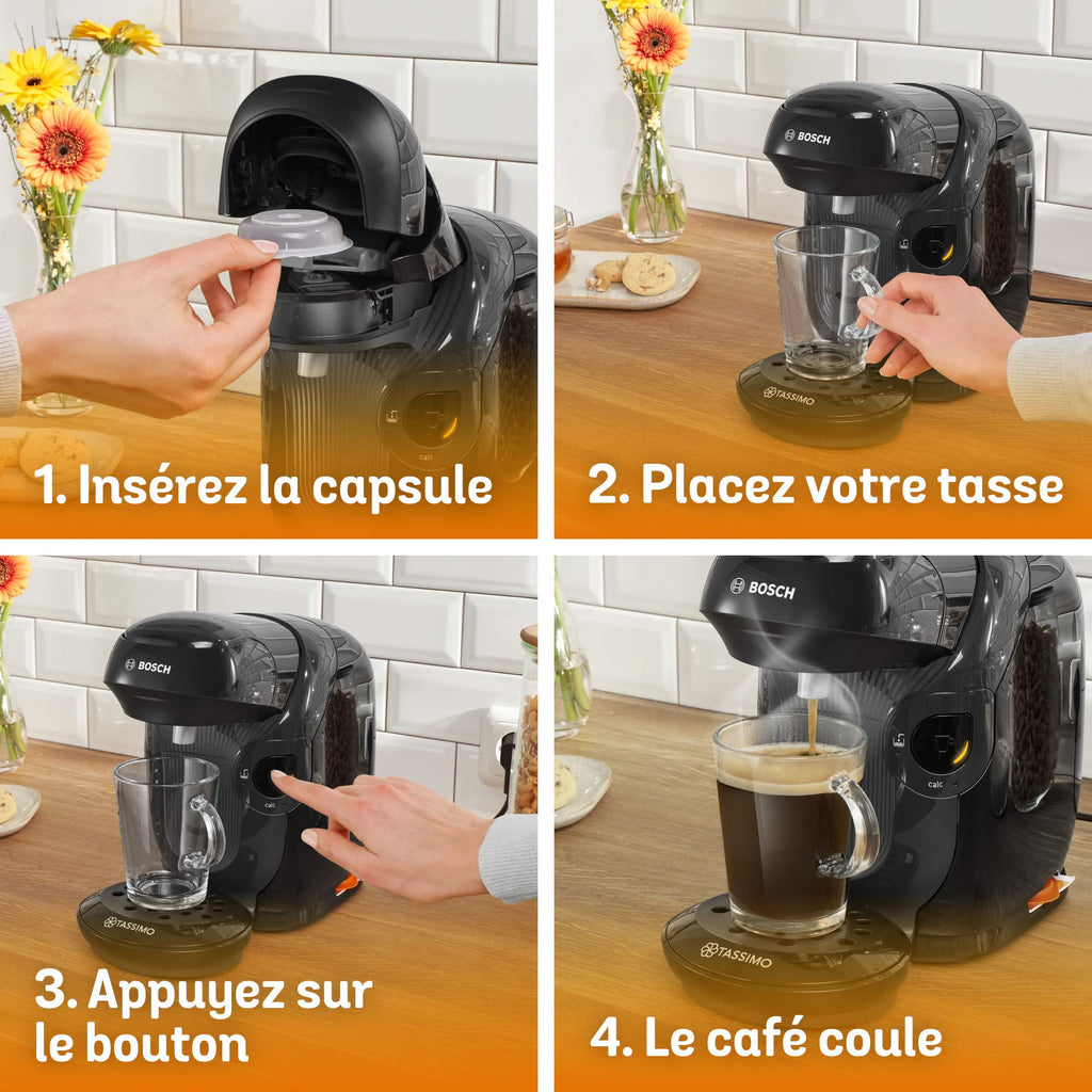 Tassimo Style TAS1102 – Cafetière à Dosettes Ultra-Compacte, Noir